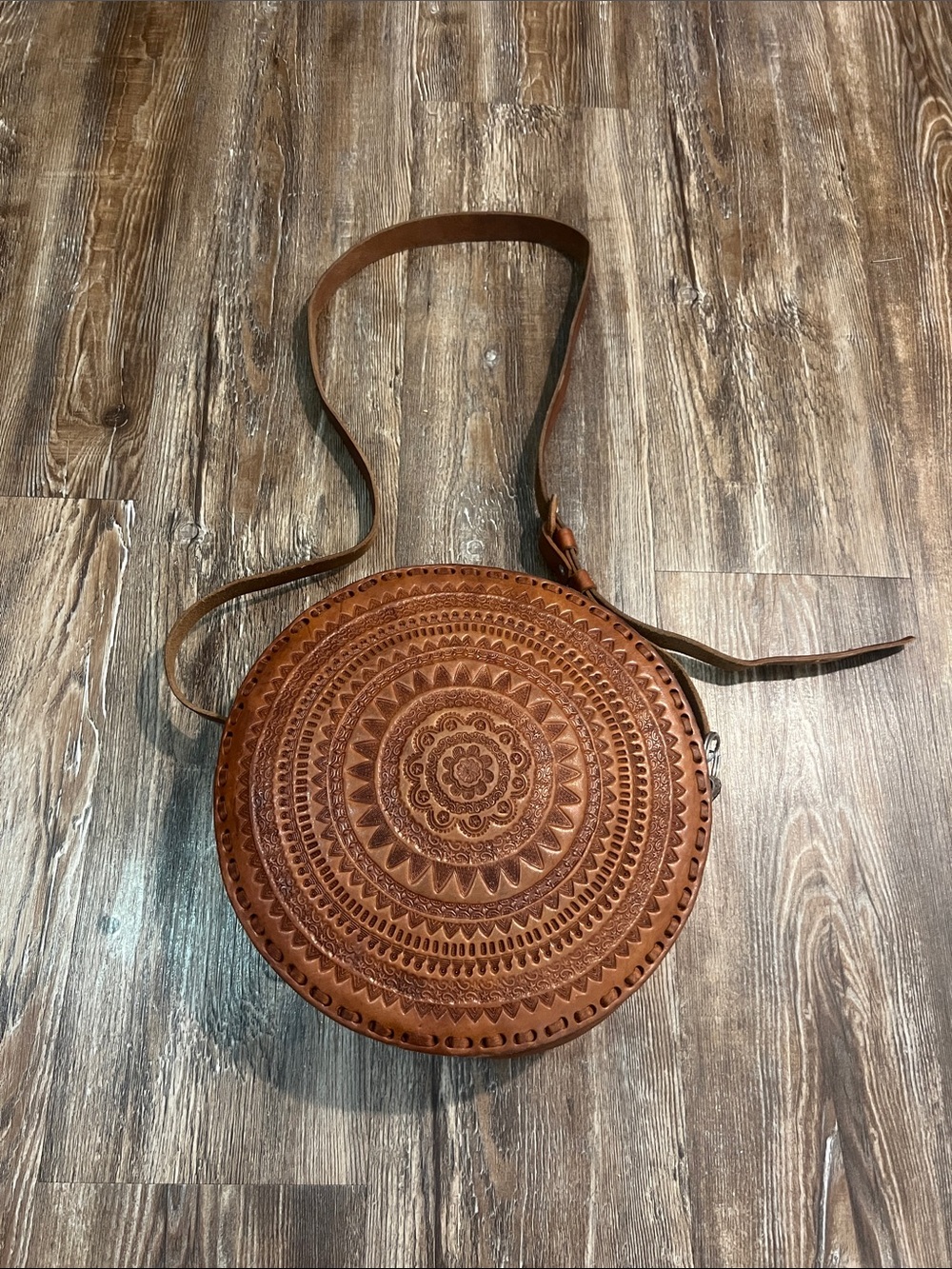 Leather Circle Crossbody